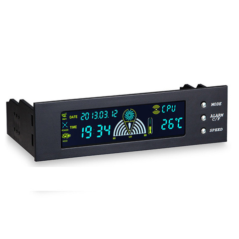 Controlador de ventilador de ordenador de 5,25 pulgadas, 12V, 3 ventiladores, Sensor de velocidad, pantalla Digital LCD, Panel frontal para PC ► Foto 1/6