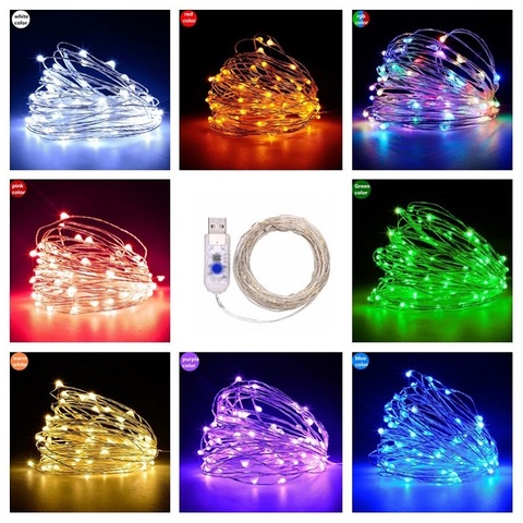 Tira de luces LED RGB USB de 5V, 10 metros, 8 modos, luces impermeables de Navidad, decoración interior, iluminación, guirnalda de Navidad ► Foto 1/6