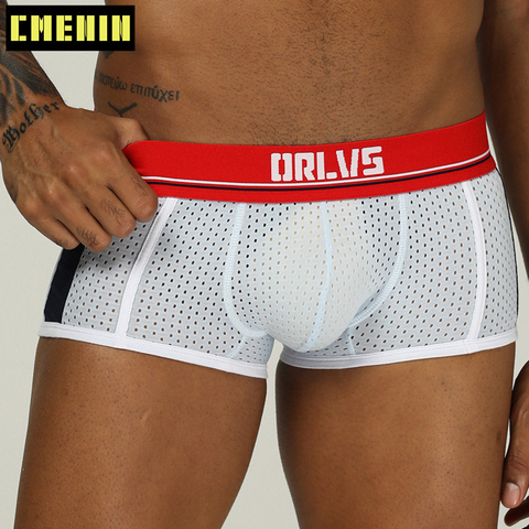 Ropa interior Gay para hombre, bóxer de malla transpirable, calzoncillos cortos, OR193 ► Foto 1/6