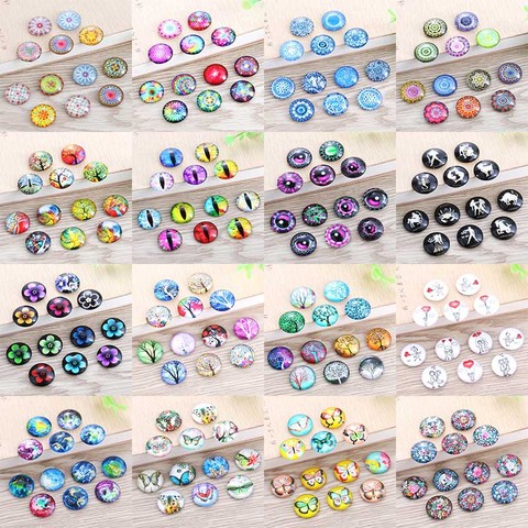 Cabujón de cristal con foto para mujer, cabujones de colores mezclados para pulsera, pendientes, collar, Bases, ajustes, 50 unids/lote ► Foto 1/6