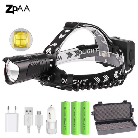 Linterna frontal Led XHP90.2, luz de alta potencia para pesca, Camping, con zoom, USB, XHP50, 18650, Iluminación para exteriores impermeable USB ► Foto 1/6