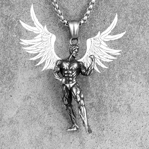 Collares de hombres largos de culturismo para Fitness, cadena Punk para novio, joyería de acero inoxidable, regalo creativo, venta al por mayor ► Foto 1/6