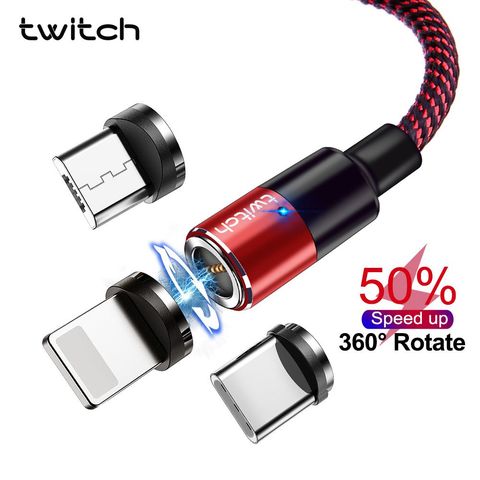 Cable Micro USB de carga magnética Twitch para iPhone 11 Pro Max Cable de carga rápida USB tipo C imán Cables de teléfono móvil ► Foto 1/6