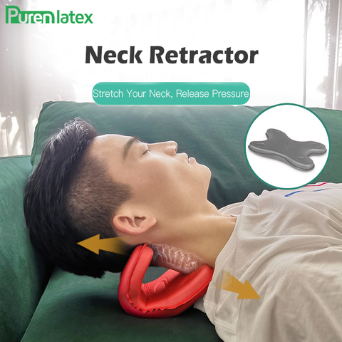 PurenLatex-Retractor de cuello y hombros, soporte para alivio del dolor, estiramiento Cervical, almohadilla de tracción, estiramiento de presión, estirador de dolor de cabeza ► Foto 1/6