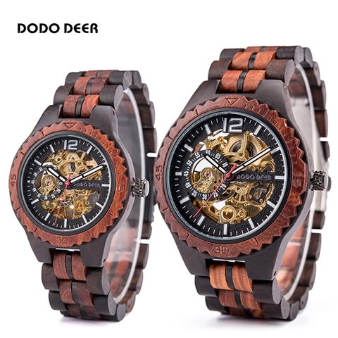 Reloj Masculino DODO ciervo madera reloj mecánico par muñeca impermeable luminoso reloj automático erkek kol saati D18 ► Foto 1/6