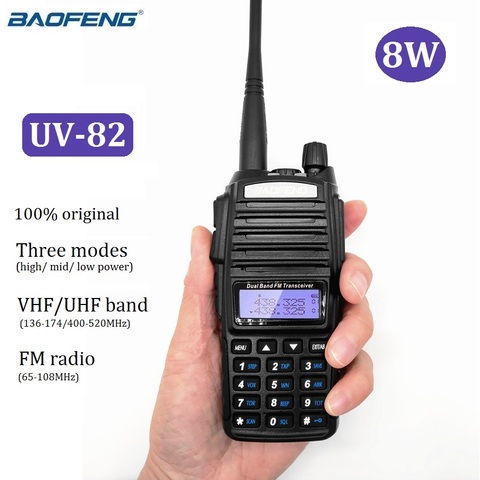 Baofeng-walkie-talkie UV-82, transceptor de Radio bidireccional, VHF, UHF, banda Dual, portátil, CB Ham, para caza, 8W ► Foto 1/6