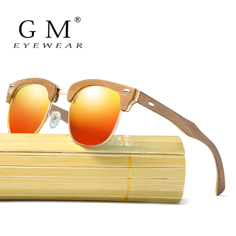 GM-gafas de sol polarizadas de monopatín, montura de madera, bambú, soporte, envío directo, proporciona fotos, 037 ► Foto 1/6