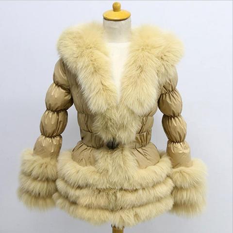 Abrigos de plumón de pato natural para mujer, parkas removibles con cuello de piel sintética grande, cálido, cálido, 7XL, para invierno, F2091 ► Foto 1/6