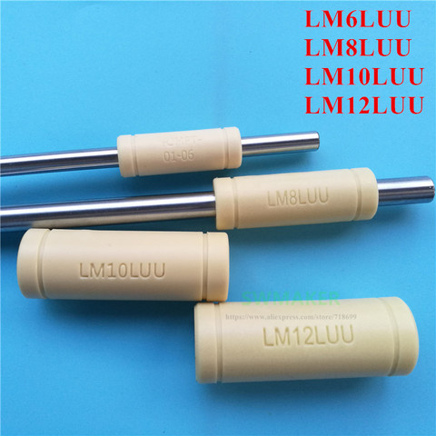 4 Uds LM6LUU LM8LUU Polímero Sólido LM10LUU LM12LUU lineal casquillo del cojinete de 6/8/10/12mm para Prusa DIY CNC movimiento ► Foto 1/3