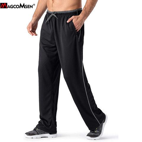 MAGCOMSEN-Pantalones informales de deporte y entrenamiento para hombre, chándal de secado rápido para Fitness, de malla transpirable, para verano ► Foto 1/6