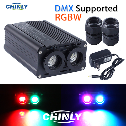 Motor de fibra óptica DMX512, 32W, RGBW, LED de doble fuente, luces con controlador RF para iluminación decorativa ► Foto 1/6