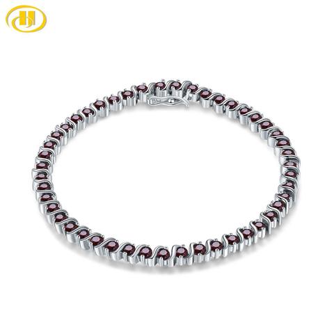 Hutang-pulsera de plata de ley 925 con piedra granate de 7,68 quilates para mujer, joyería fina y elegante con gema roja auténtica para chica, el mejor regalo ► Foto 1/6