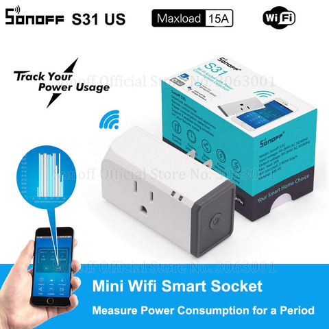 Sonoff S31 nos 16A Mini Wifi inteligente del zócalo el consumo de energía en el hogar medida Monitor de uso de Energía Remoto App IFTTT Control con Alexa. ► Foto 1/6