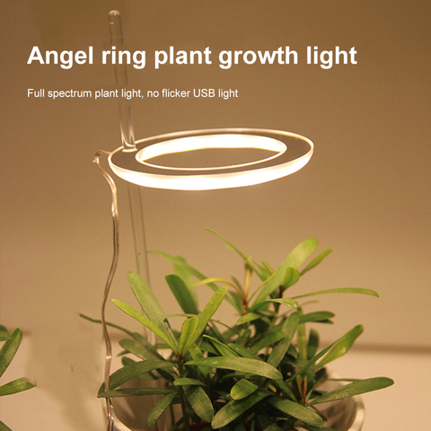 Luz de crecimiento de anillo de ángel para plantas de interior, lámpara de cultivo de Fito de espectro completo, USB 5V, fitoamplificador, iluminación de paisaje para plantas de interior, flores de bonsái ► Foto 1/1