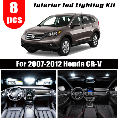 8 Uds blanco Auto luz LED Interior bombillas Kit 2007-2012 CR-V Honda CRV cúpula mapa luz Led de matrícula maletero del coche de la lámpara ► Foto 1/6