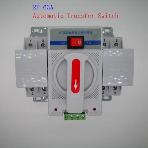 2P 63A 230V MCB tipo color blanco Doble potencia interruptor de transferencia automática ATS Frecuencia nominal de 50/60Hz voltaje nominal de 220V /380V ► Foto 1/5