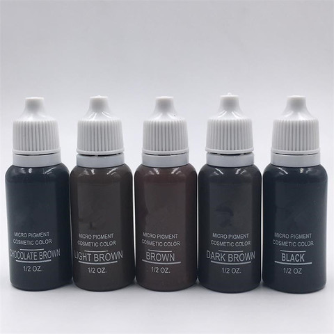 Pigmento de maquillaje permanente para pestañas, conjunto de tinta de tatuaje de 1/2OZ, 15ML, Micro pigmento cosmético, suministros de tatuaje de Color, 5 unidades por lote ► Foto 1/6