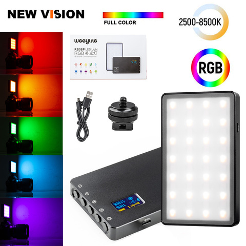 VILTROX Weeylife RB08P RGB 2500K-8500K Mini vídeo de LED Luz Portátil llenar de luz construido en la batería para teléfono Cámara ► Foto 1/6