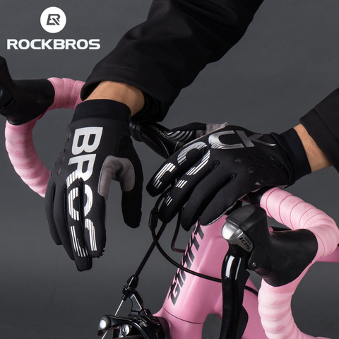 ROCKBROS-guantes para ciclismo a prueba de golpes para hombre y mujer, resistentes al desgaste, SBR, dedo completo, a prueba de viento, transpirables, largos, cálidos, MTB ► Foto 1/6