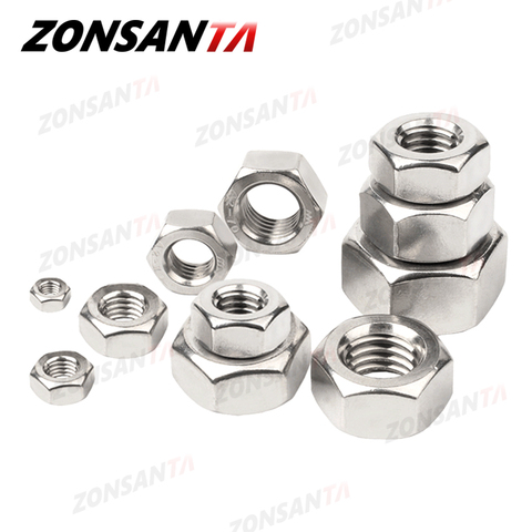 ZONSANTA métrica hexagonal de acero inoxidable 304 tuerca hexagonal DIN934 M1 M1.2 M1.4 M1.6 M2 M2.5 M3 M4 M5 M6 M8 M10 M12 M16 M20 tuercas de tornillo ► Foto 1/6