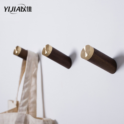Ganchos de decoración de estilo japonés de madera de latón de diseño único, gancho para abrigo de sala de estar ► Foto 1/6