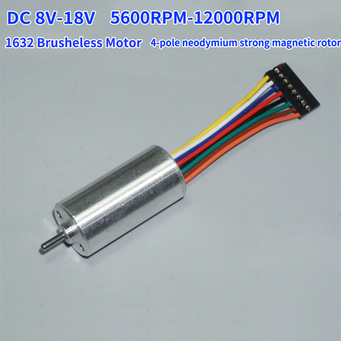 Micro 1632 Hall sin escobillas Motor BLDC 16mm precisión Rotor interior doble rodamiento de bolas y magnético fuerte DC 8V-18V 5600-12000RPM ► Foto 1/6