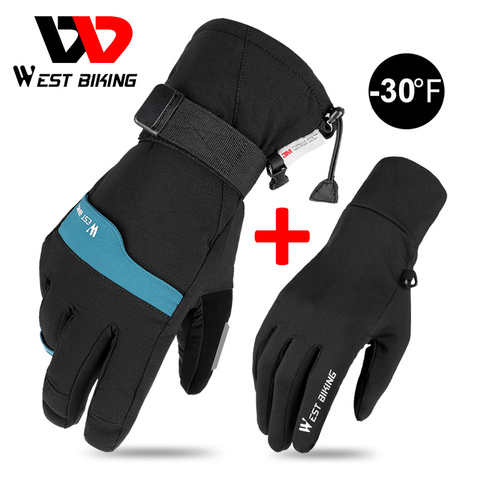 WEST ciclismo muy cálidas guantes de esquí-30 ℉ impermeable de invierno manopla 2 pares Snowboard conductores de motocicletas guantes deportivos para ciclista para hombres y mujeres ► Foto 1/6