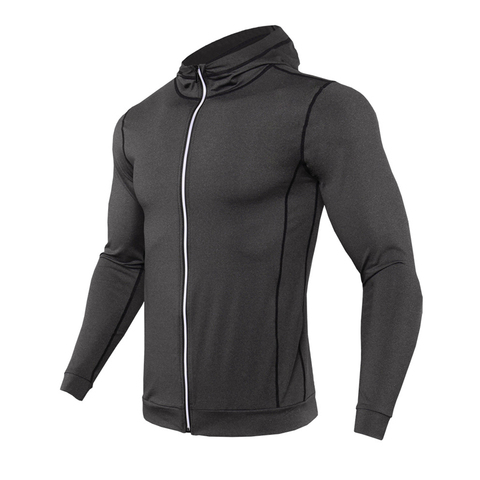 Chaqueta deportiva con capucha para hombre, Jersey de Fitness, camiseta ajustada al aire libre para fútbol, gimnasio, Sudadera con capucha, rompevientos, abrigo deportivo para correr de secado rápido ► Foto 1/6