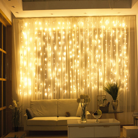 Thrisdar-Cadena de carámbano de cortina para exteriores, guirnalda de luces LED para boda, fiesta, Navidad, ventana, guirnalda de luces tipo cortina, 3x2M, 3x3M ► Foto 1/6