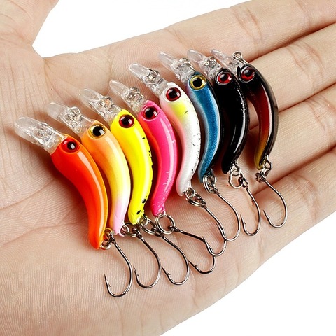 Mini Minnow Wobblers triángulo ganchos pescado Popper bajo aparejo 3,7 cm/1,5g señuelos Crankbait para pesca de plástico duro cebo ► Foto 1/6