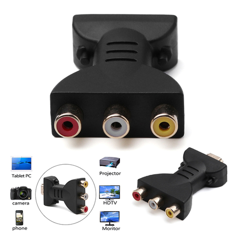 Adaptador de Audio de alta calidad HDMI, compatible con 3 RCA, conector Vga a divisor Vga para proyector de DVD HDTV ► Foto 1/5