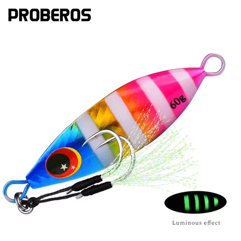 PROBEROS 1PC de la plantilla de Metal señuelo cuchara 10g-20g-30g-40g-60g Artificial cebo duro Costa lento fundido Cable de Jigging señuelo para pesca de lubina ► Foto 1/6