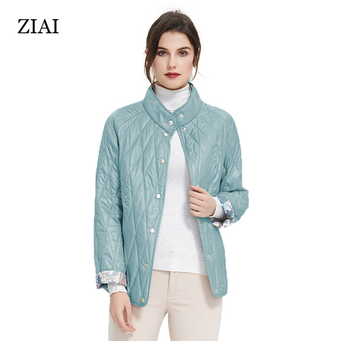 ZIAI-chaqueta abrigada de primavera para mujer, abrigo cálido de talla grande, color morado, con estampado forrado, informal, ZM-9423, 2022 ► Foto 1/6