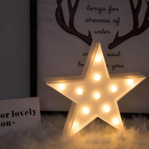 Lámpara de decoración para dormitorio de niños, iluminación interior de Luna y estrella de luz de noche LED 3D, para el hogar, sala de estar, dormitorio, regalo creativo ► Foto 1/6