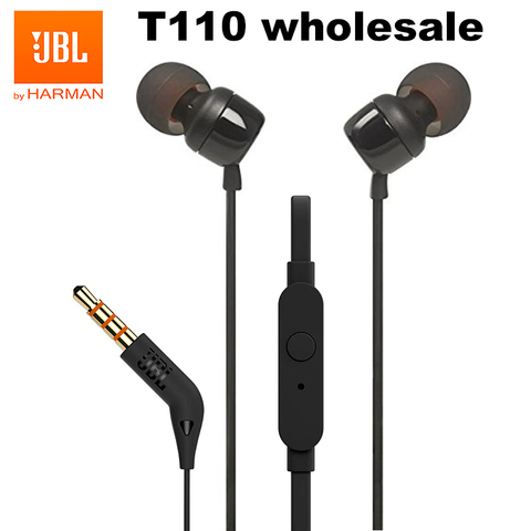 JBL-Auriculares deportivos T110 con cable de 3,5mm, cascos estéreo de graves con Control en línea, manos libres con micrófono, venta al por mayor, 20 unidades ► Foto 1/6