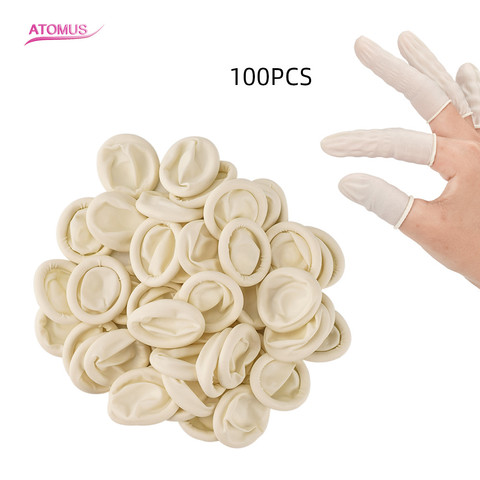 100 unids/pack belleza para cejas guantes desechables de látex de caucho dedo cunas herramienta tatuaje práctica de extensión de pestañas ► Foto 1/6