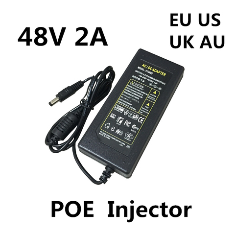 Adaptador de fuente de alimentador POE DC 48 V 2A 2000MA 96W, 48 V, voltios, inyector POE de vigilancia de seguridad CCTV, cámara IP Ethernet, teléfono ► Foto 1/4