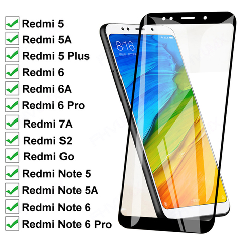 Vidrio Templado 11D para Xiaomi Redmi 5 Plus 5A Go 6 6A S2 7A, Protector de pantalla Redmi Note 5 5A 6 Pro, película protectora de vidrio de seguridad ► Foto 1/6