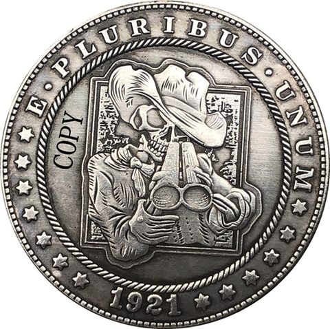 Hobo-moneda de níquel 1921-D dólar Morgan de EUA, copia tipo 193 ► Foto 1/2