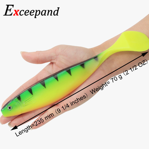 Exceepand-señuelo de pesca de 235mm, 70g, sábalo de aguas profundas, cebo de plástico suave, Swimbait, Lucio, pececillo, cola de paleta, señuelo de pescado de goma ► Foto 1/6