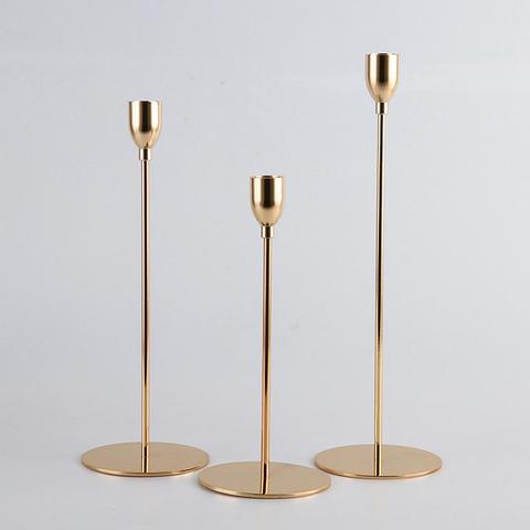 Portavelas de Metal de un solo cabezal para decoración del hogar, candelabro dorado para decoraciones de boda, palos de vela, Estilo Vintage europeo ► Foto 1/6