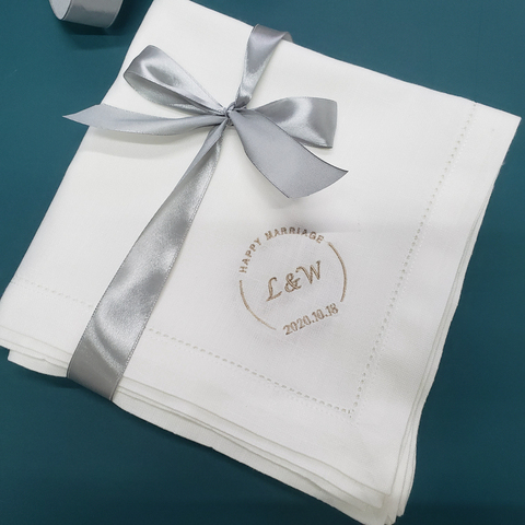 Servilletas personalizadas con logotipo bordado, servilletas de boda, regalo, con monograma ► Foto 1/6