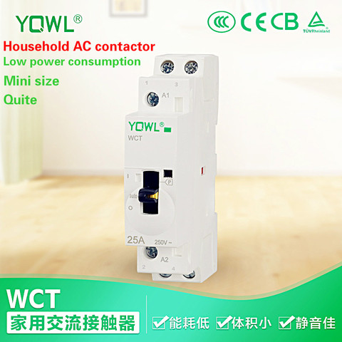 Contactor Modular de CA con interruptor de Control Manual de montaje en Riel DIN, 2P, 2NO, 25A, 220V/230V, 50/60HZ, para automatización de casa inteligente, 1P ► Foto 1/6