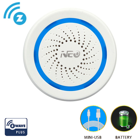 NEO COOLCAM-alarma inalámbrica de sirena z-wave Plus, Sensor de alarma de sirena ZWave alimentado por batería, EU 868,4 MHz ► Foto 1/6