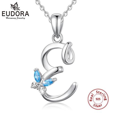 Eudora-collar con colgante de 8 letras para hombre y mujer, cadena de circón AAA, mariposa, cristal de CZ, Gargantilla con alfabeto, regalo de joyería ► Foto 1/6