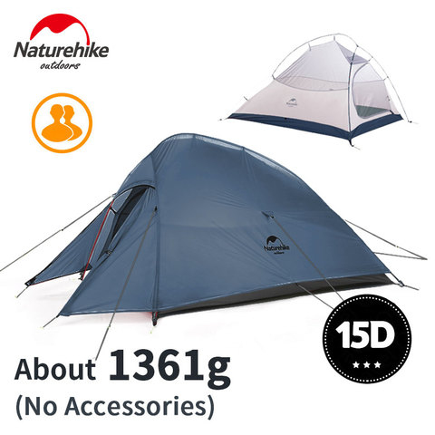 Naturehike Cloud Up tienda de campaña al aire libre ultraligera 1 2 3 hombre 20D Gel de sílice tienda de campaña individual de doble persona senderismo con esterilla gratis ► Foto 1/6