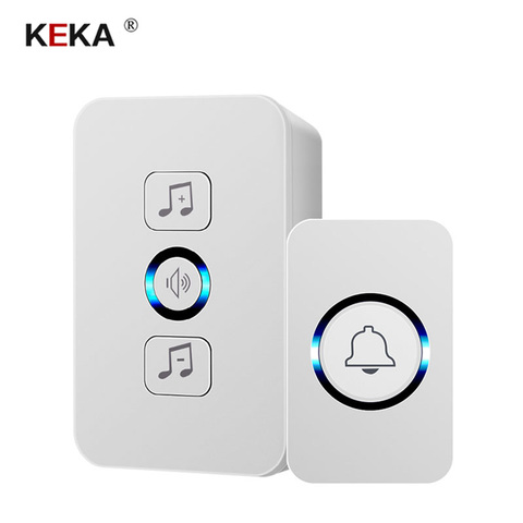 Timbre impermeable inalámbrico KEKA 1 botón 1 receptor 300M control remoto smart home hotel inalámbrico anillo de puerta enchufe de EE. UU. ► Foto 1/5