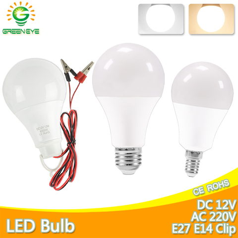 Bombilla LED E27 E14 regulable, 220V cc 12V, alto brillo, 24W 20W 18W 15W 12 5W 9W 3W, blanco frío y cálido ► Foto 1/6