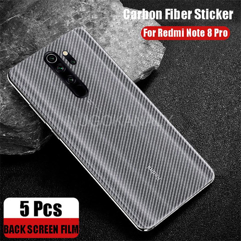 5 unids/lote de película protectora de pantalla trasera de fibra de carbono para Xiaomi Redmi Note 8 Pro, pegatina protectora trasera Global para Redmi Note 8 8T ► Foto 1/6