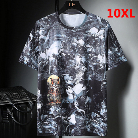 Camisetas holgadas de gran tamaño para hombre, camisetas informales de Hip Hop con Graffiti de Animal, ropa de talla grande 9XL10XL ► Foto 1/6